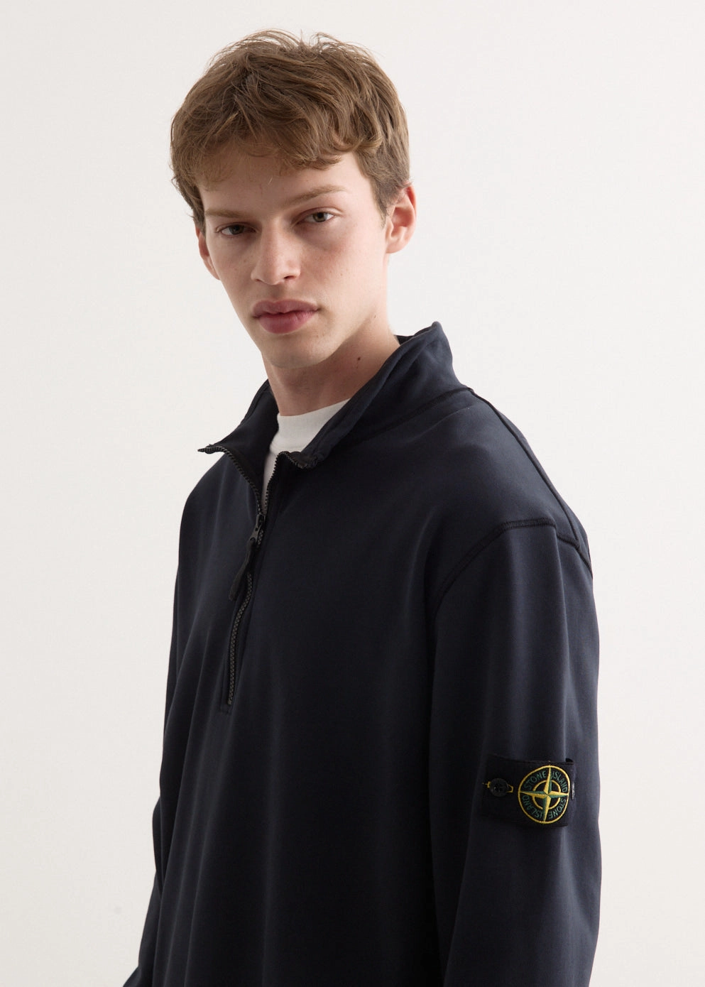 Sporty Style Non Pilling Surface Half-Zip Sweatshirt