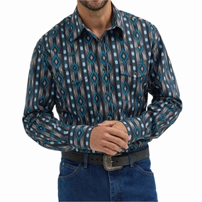 Wrangler Men's Checotah Pearl Snap Long Sleeve On-The-Go Style Graphic Art