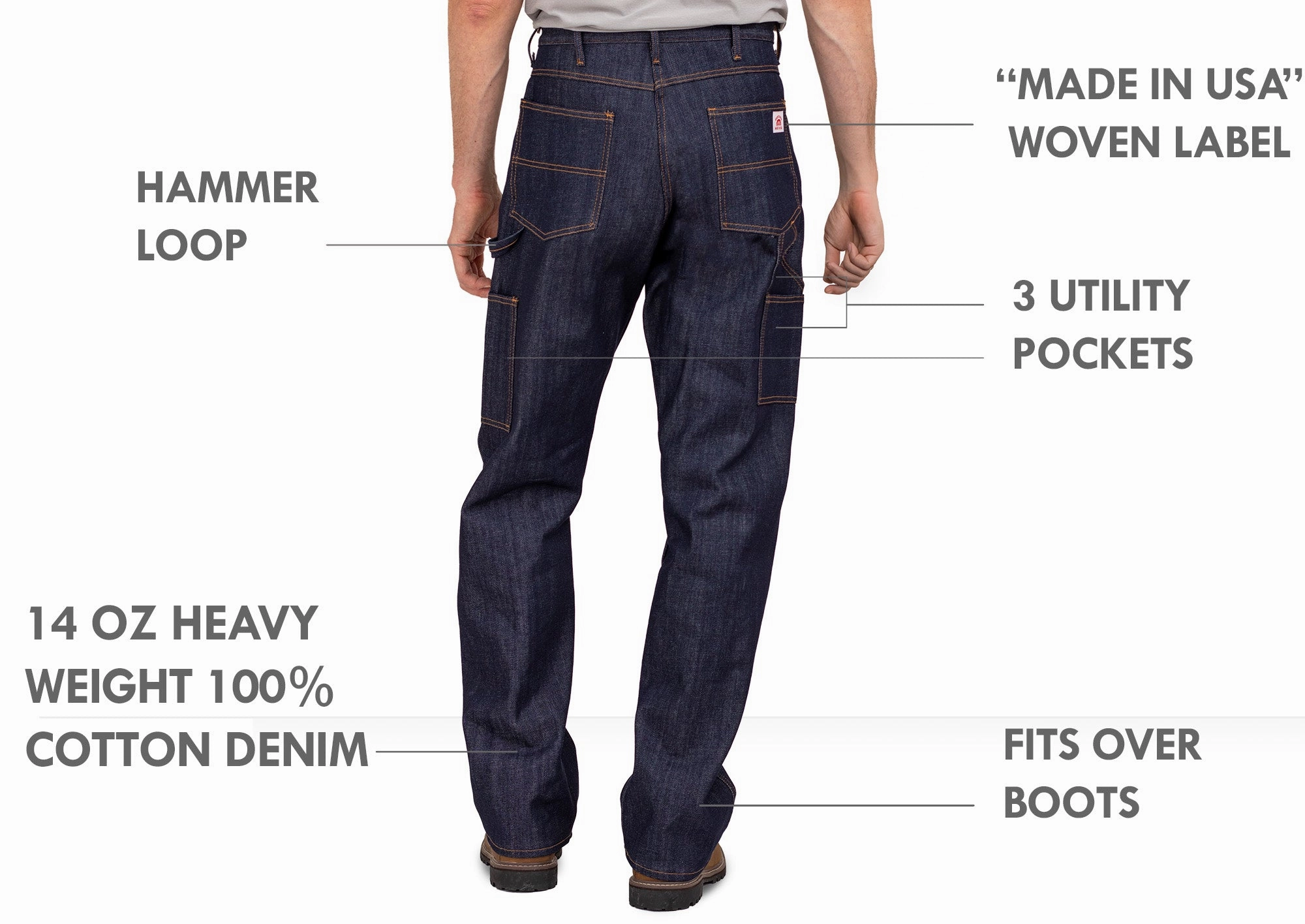 Work Meeting Beach Day #3303 Double-Front Jean Carpenter Dungarees - MADE IN USA