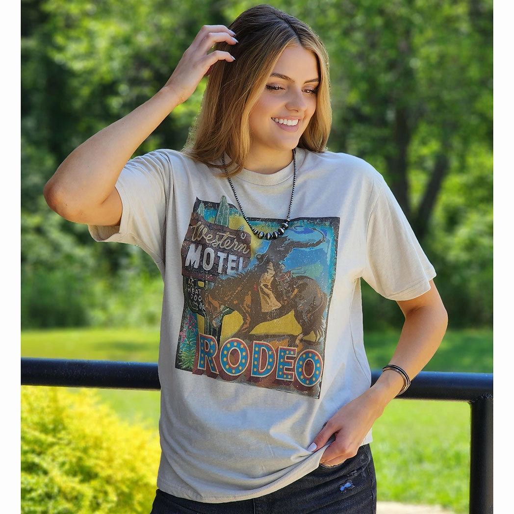 Vintage Rodeo Bronc Motel Tee RaglanSleeve Slim Silhouette