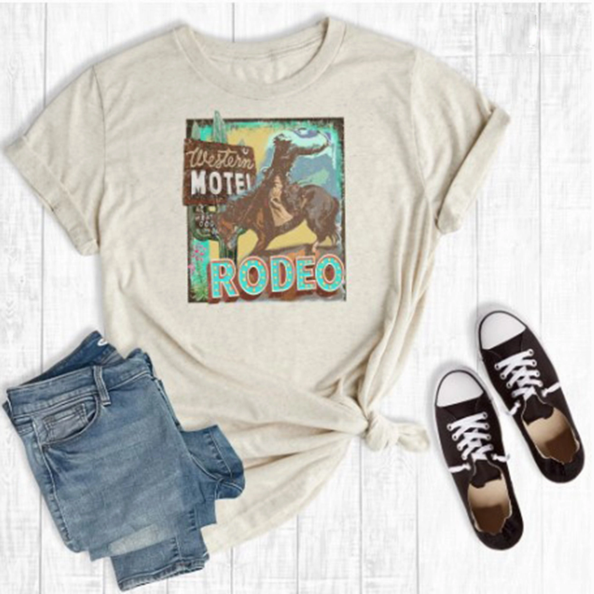 DurableWeave Vintage Rodeo Bronc Motel Tee