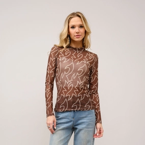 PolishedFinish Dark Brown Boot Stitch Mesh Long Sleeve