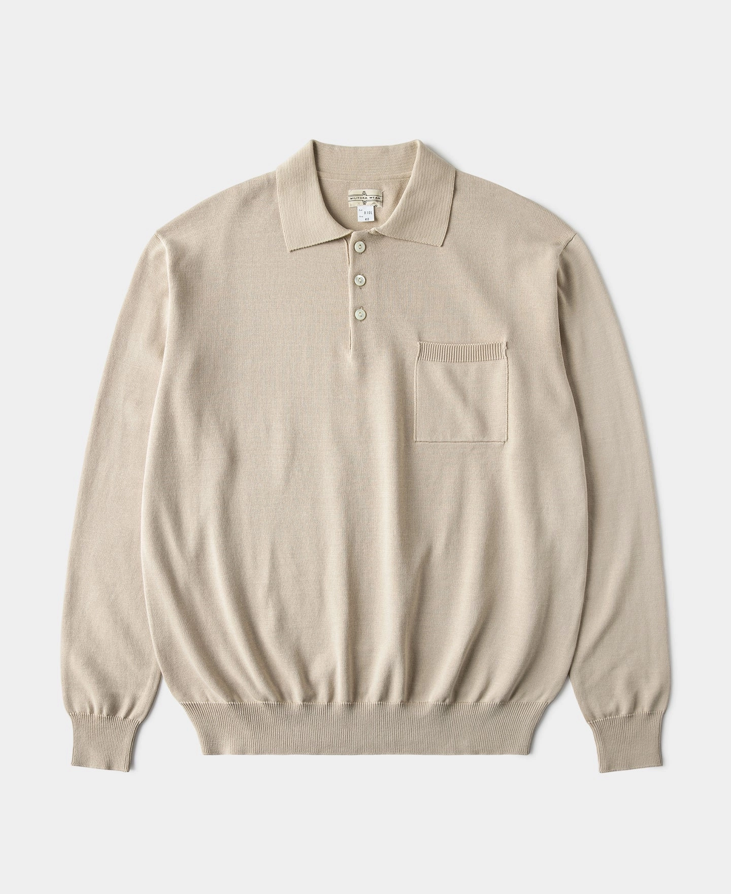 Lot 910L Long Sleeve Knitted Polo Shirt - Apricot refined design