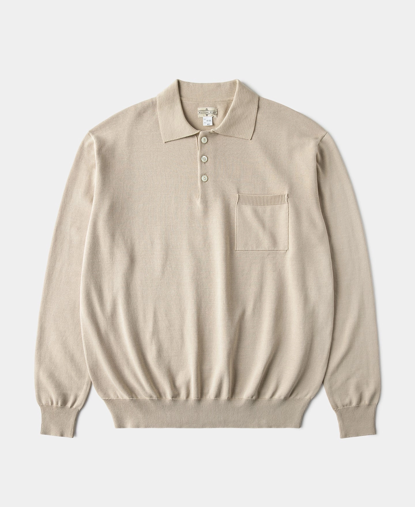 Lot 910L Long Sleeve Knitted Polo Shirt - Apricot Flexible Comfort