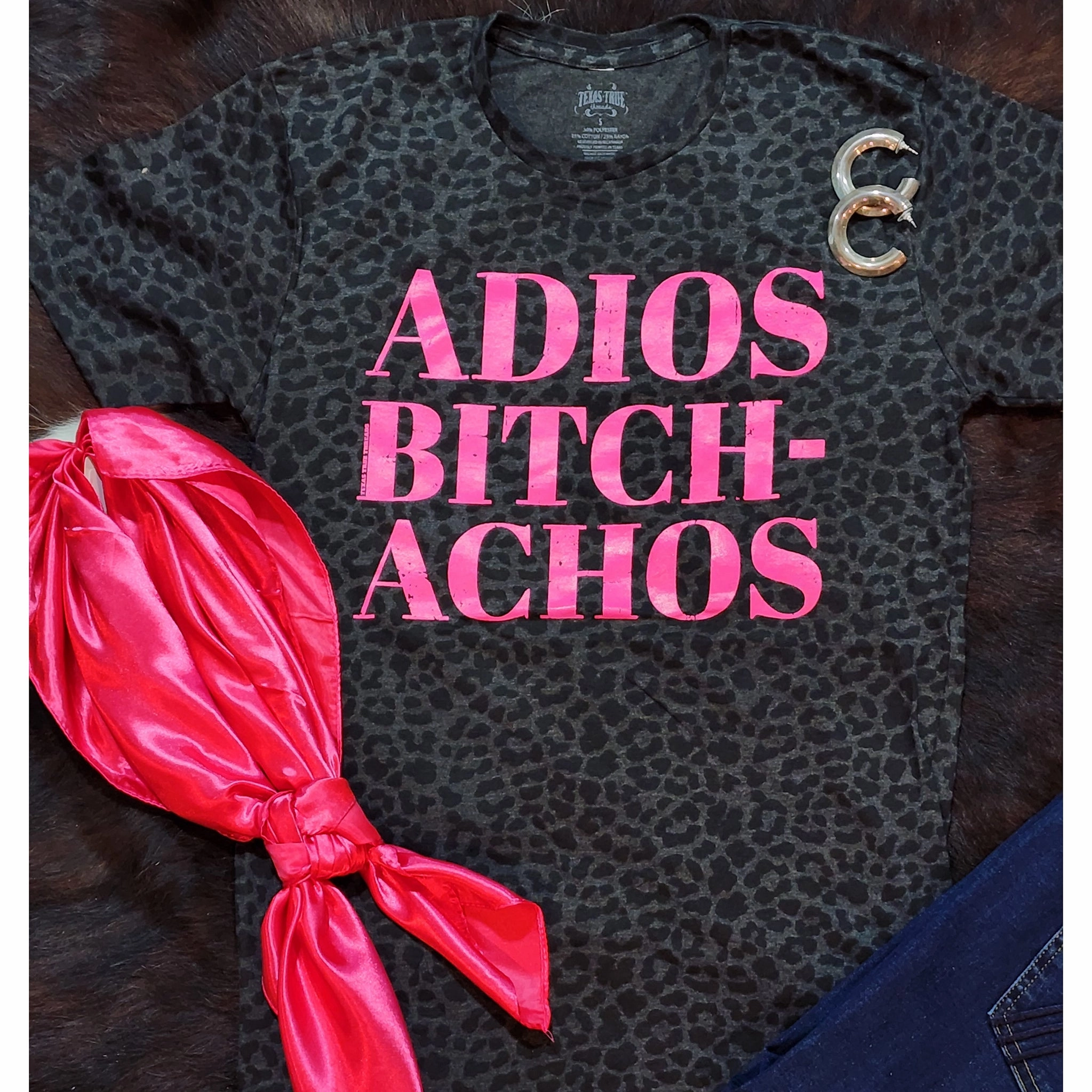 WrinkleResistant Cloth Black Leopard Adios Bitch-Achos Tee
