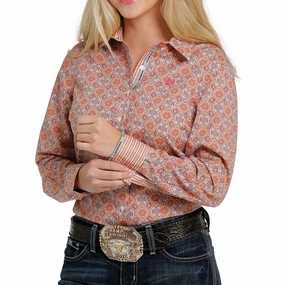 DoubleStitched Hem Cinch Women's Multi Pattern Long Sleeve