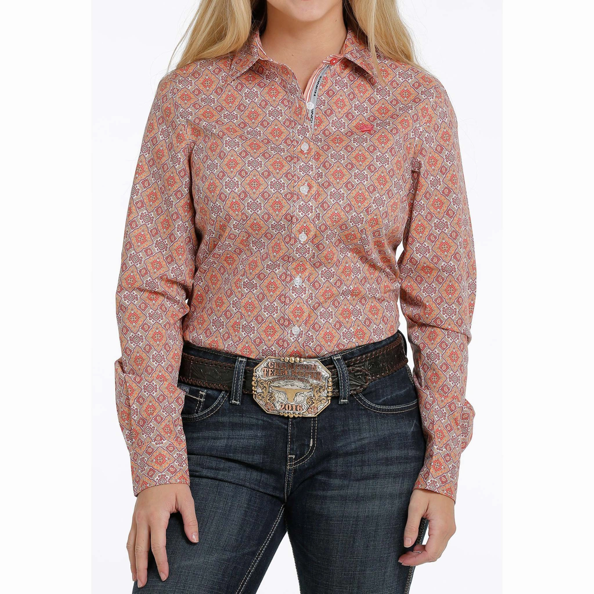 Cinch Women's Multi Pattern Long Sleeve Biodegradable Fiber Blend