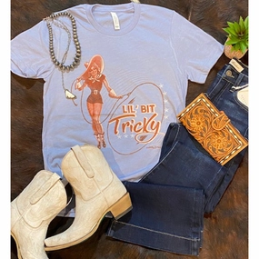 DurableDoubleLayeredHem Retro design Lil' Bit Tricky Tee