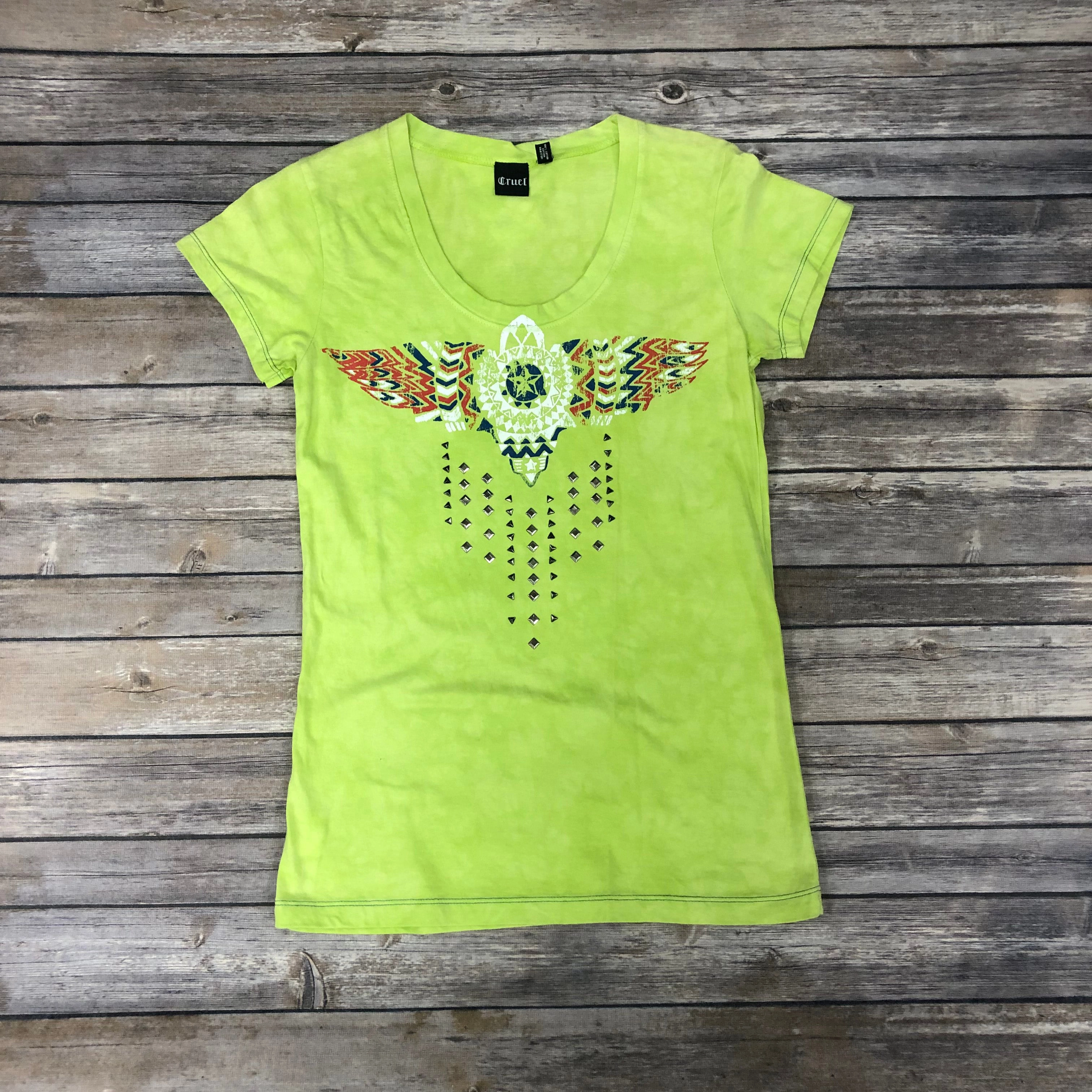 Lime Green Thunderbird Short Sleeve Shirt Reinforced Hem