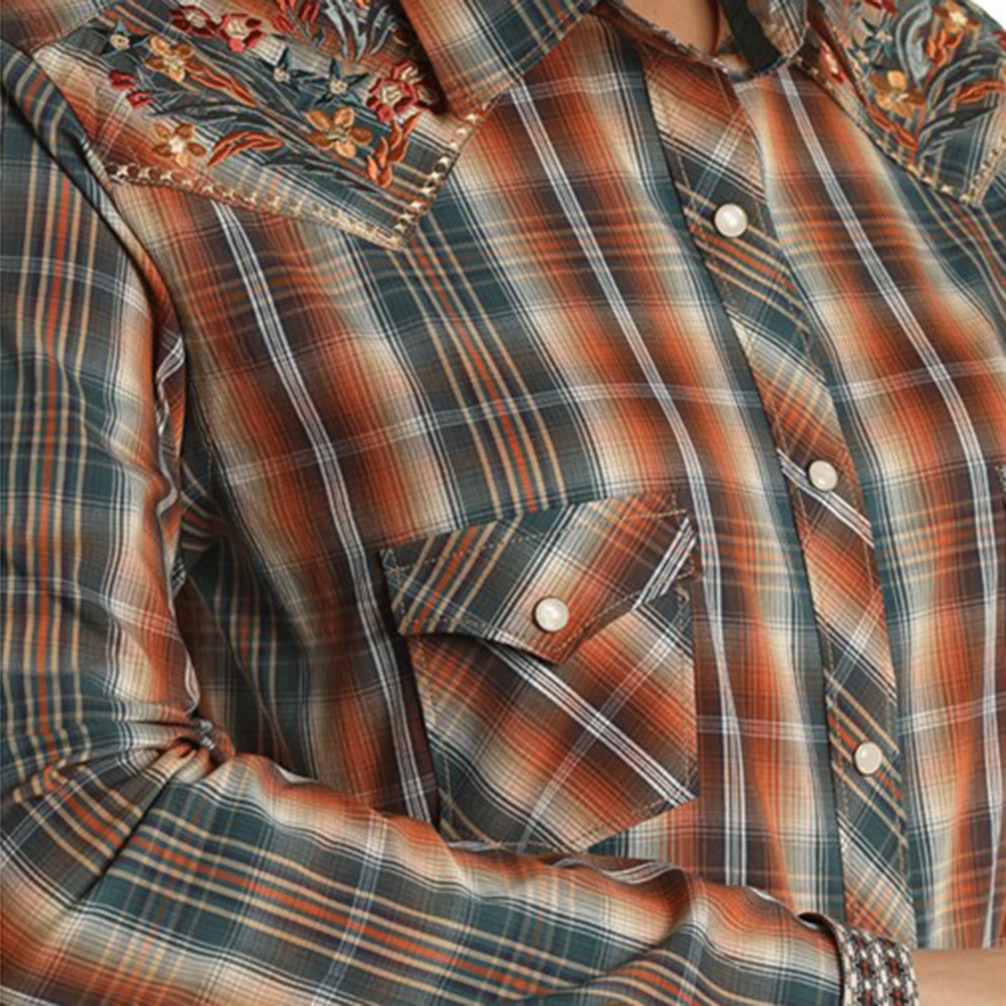 LowProfile Zipper Panhandle Slim Rust Plaid L/S