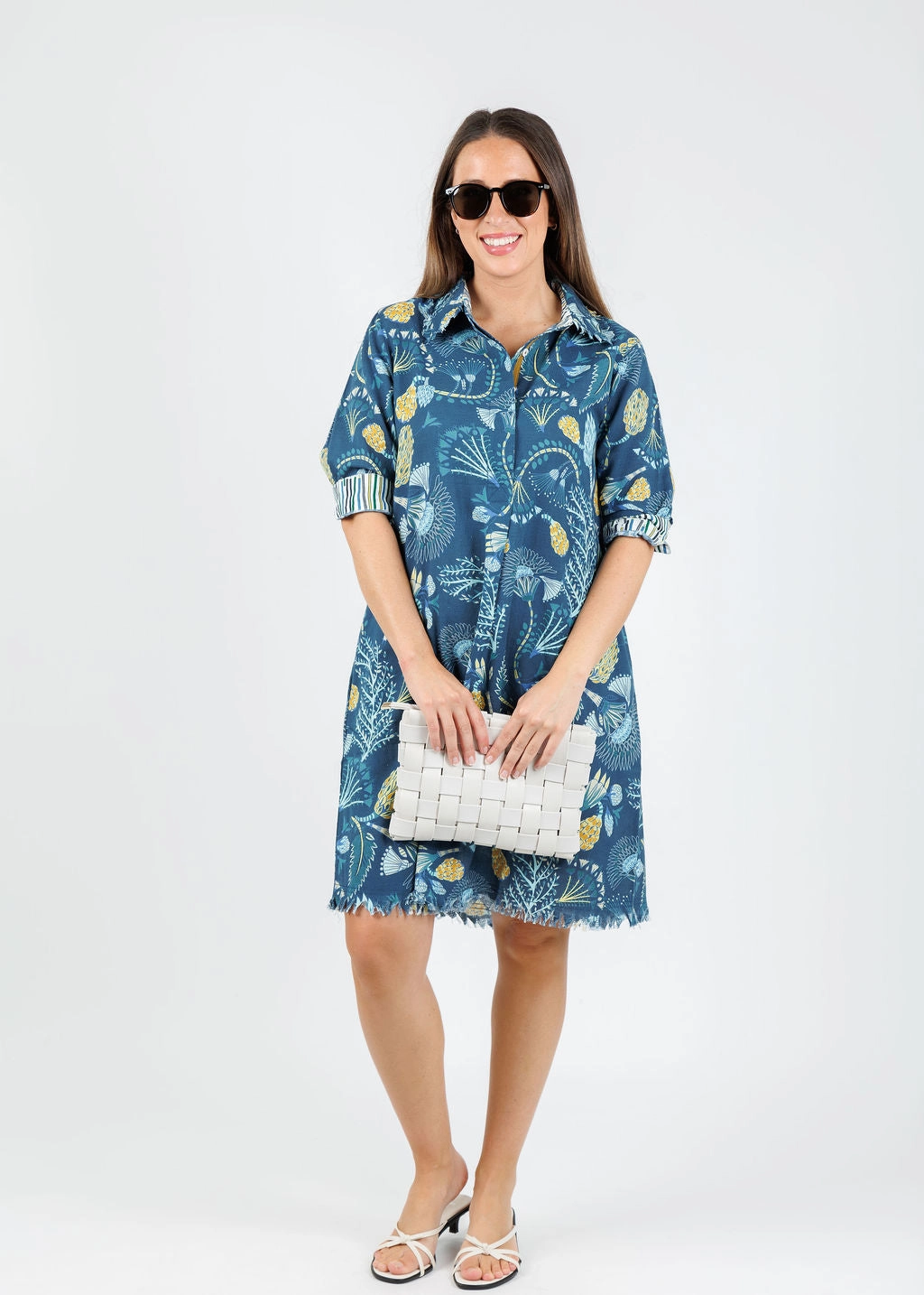 Chatham Dress - Blue Underwater Sophisticated Layers Trendy Fit