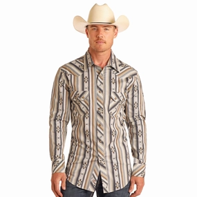 Rock & Roll Cowboy Men's Multi-Southwest Long Sleeve Matte Look Quick Dry Technology