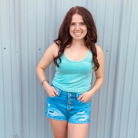 BrushedInnerLining ResilientStretch Aqua Studded Tank