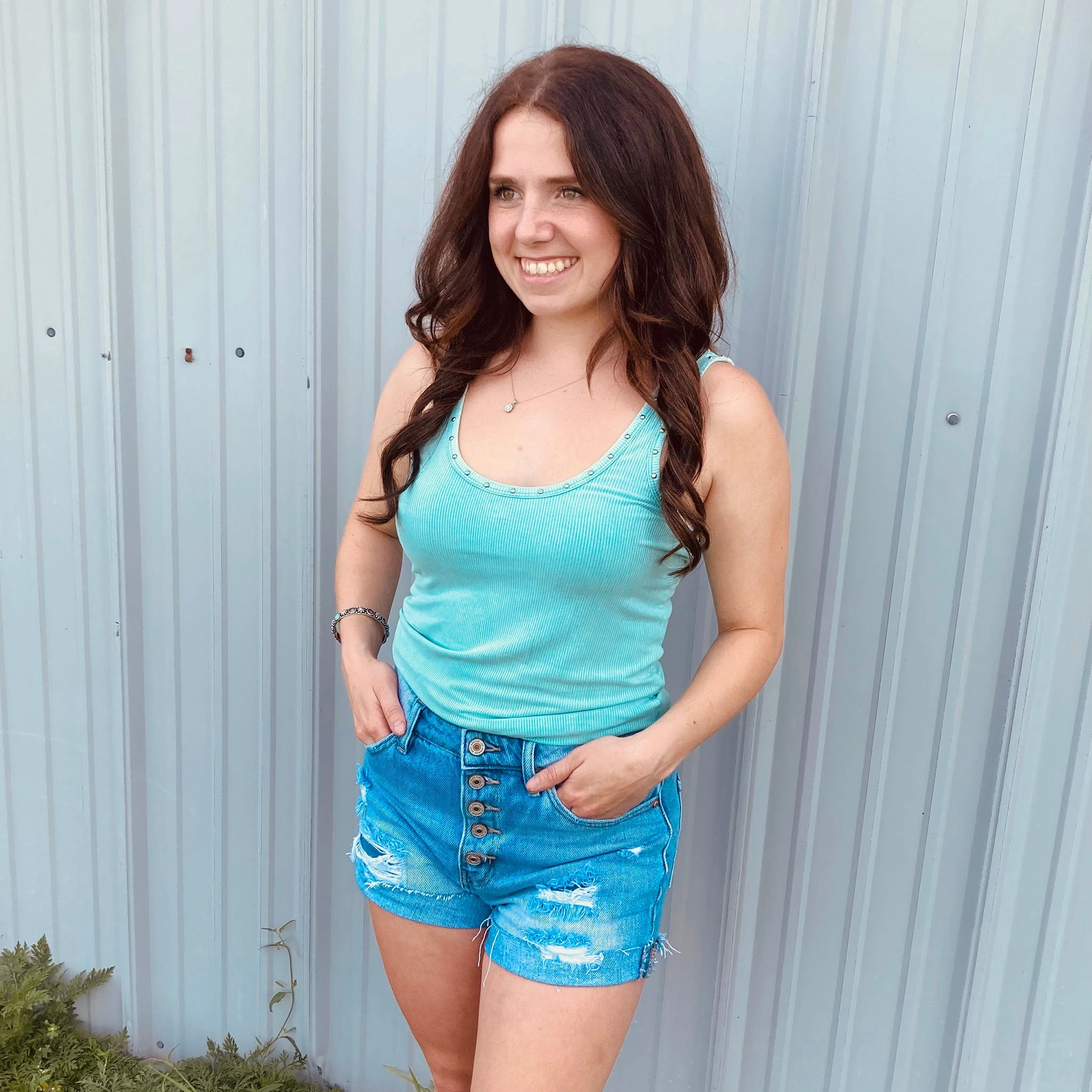 Everyday Comfort Aqua Studded Tank