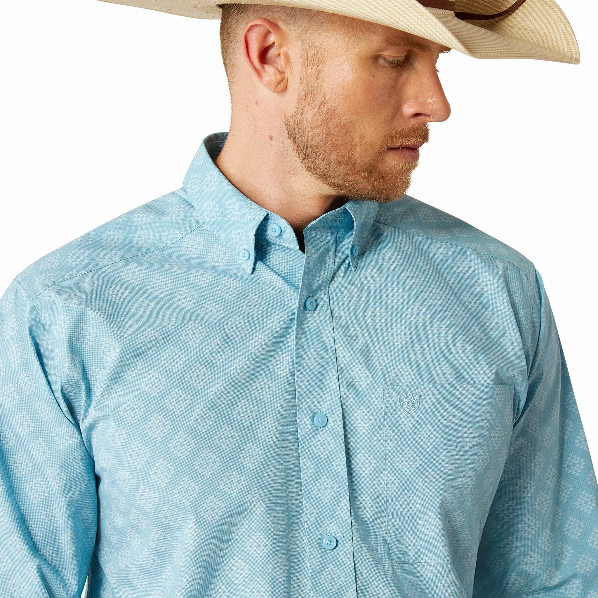 Ariat Garmon Turquoise Button Down Long Sleeve Shirt Moisture Wicking Layer