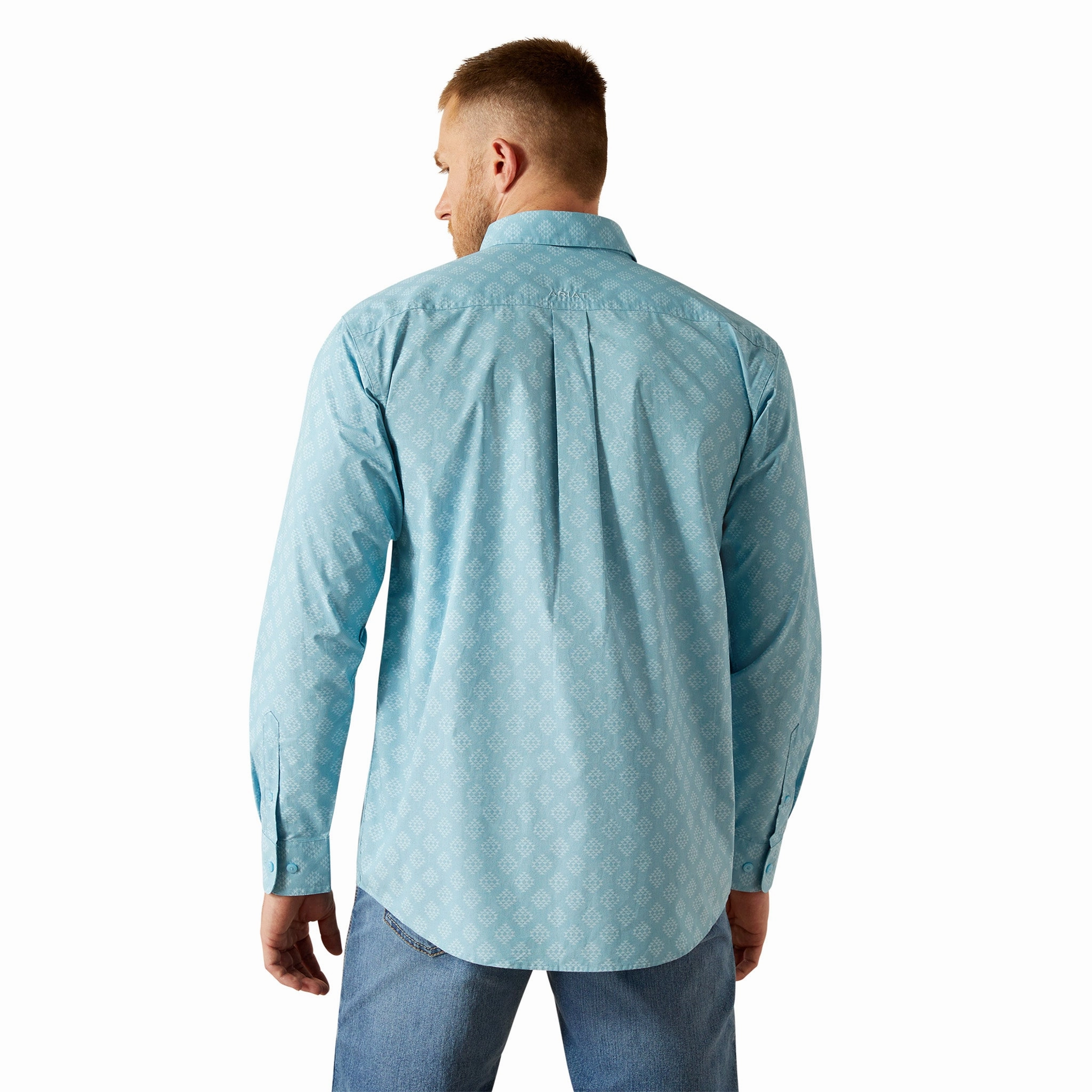 Classic Wardrobe Unisex style Ariat Garmon Turquoise Button Down Long Sleeve Shirt