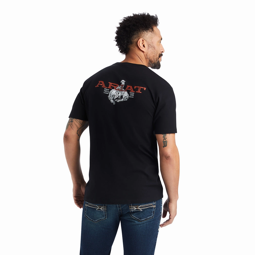 Ariat Men's Black Bronc Buster Tee Cultural Inspired Sleek Style