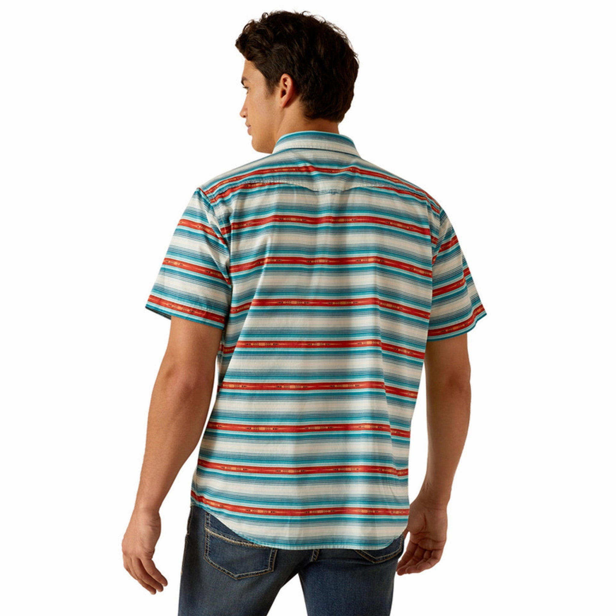 Ariat Men's Blue & Red Retro Stripe Short Sleeve Premium Comfort