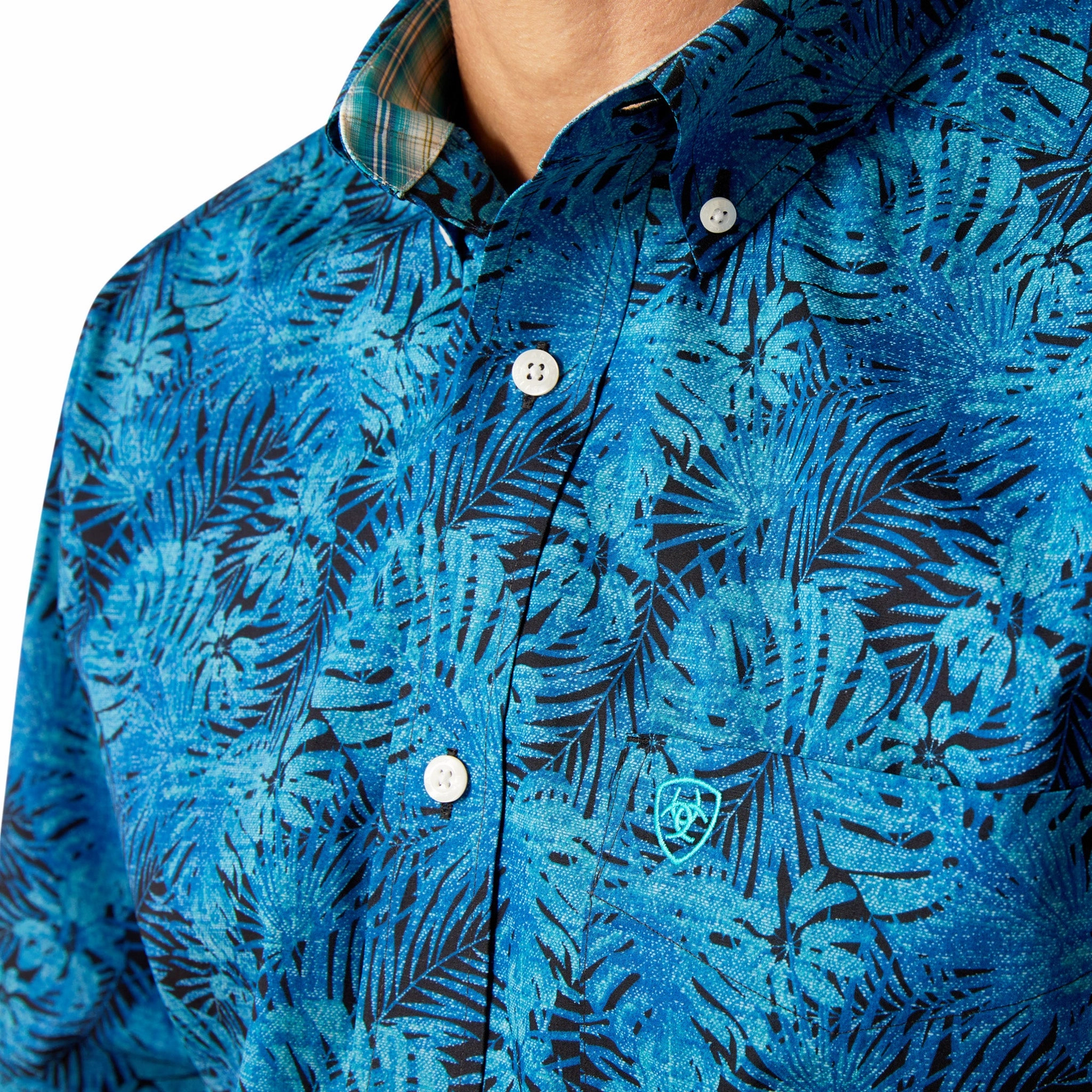 Functional Fashion Casual Look Ariat Men's Blue Kylo Hawaiian Print Short Sleeve