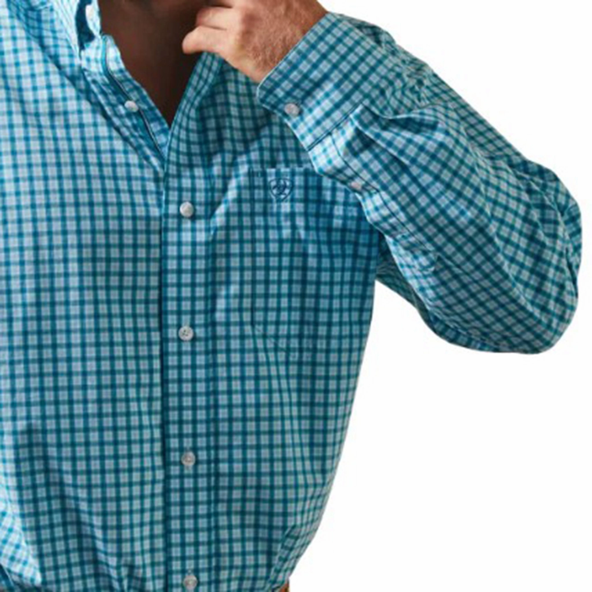 Ariat Men's Blue Pro Kalvin Shirt Double Stitched Hems Fashion Forward