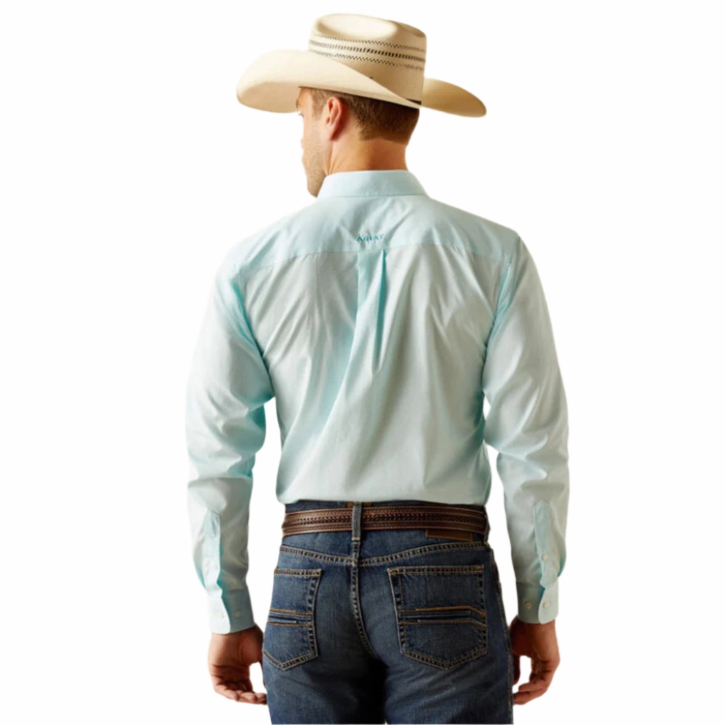 Everyday Wear Smooth Zipper Design Ariat Men's Blue Radiance Wrinkle Free Shepard Fitted Shirt