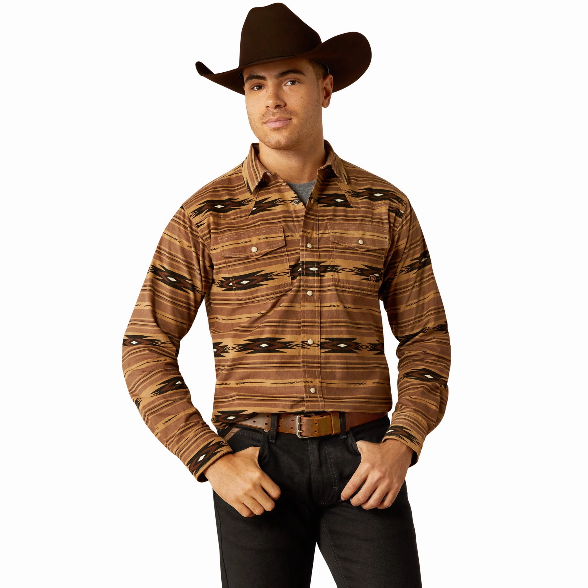 Ariat Men's Hobart Brown Southwest Long Sleeve Light Option