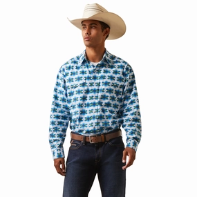Ariat Men's Levi White, Green & Blue Southwest Long Sleeve On-The-Go Style