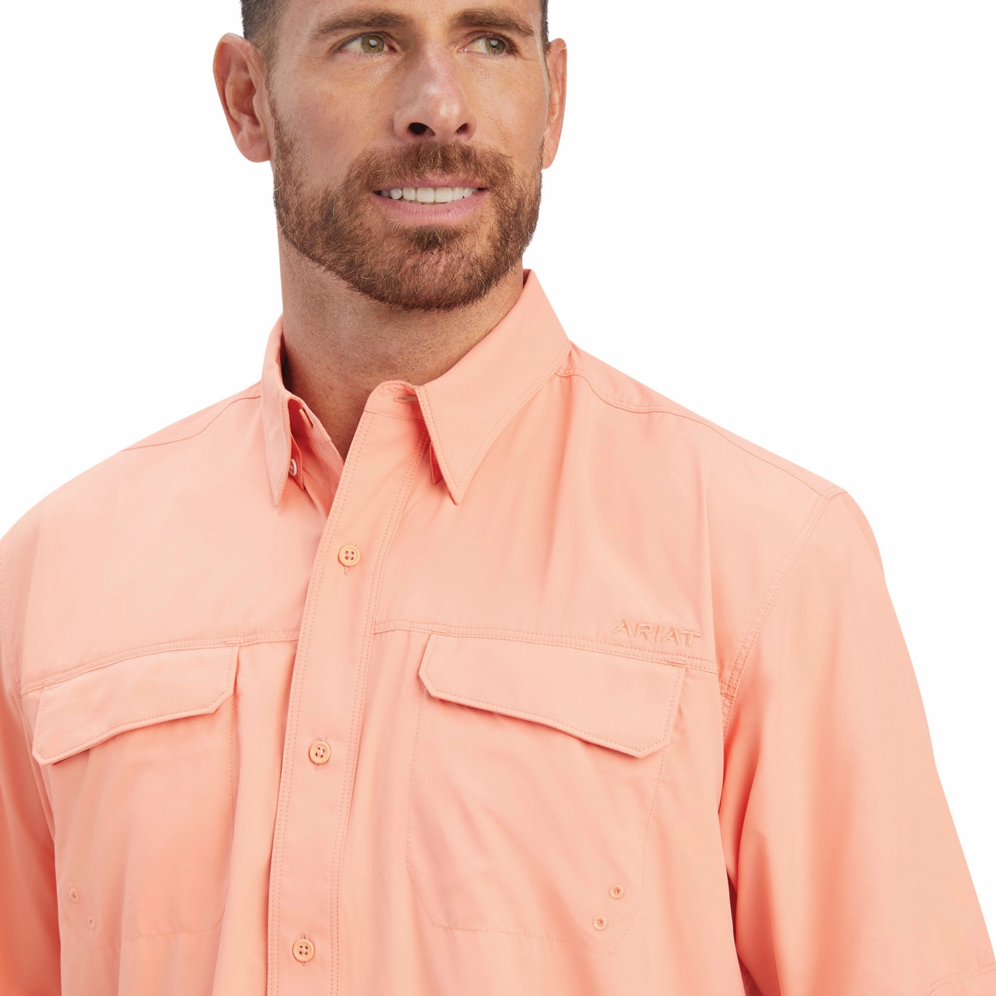 Ariat Men's Peach/Pink VentTek Short Sleeve Shirt Chic Look Thermal Regulation Fabric