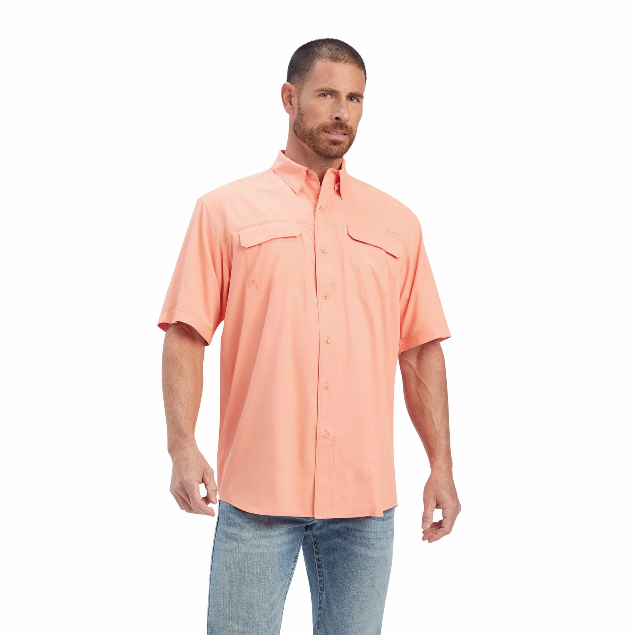 Ariat Men's Peach/Pink VentTek Short Sleeve Shirt Sporty Comfort