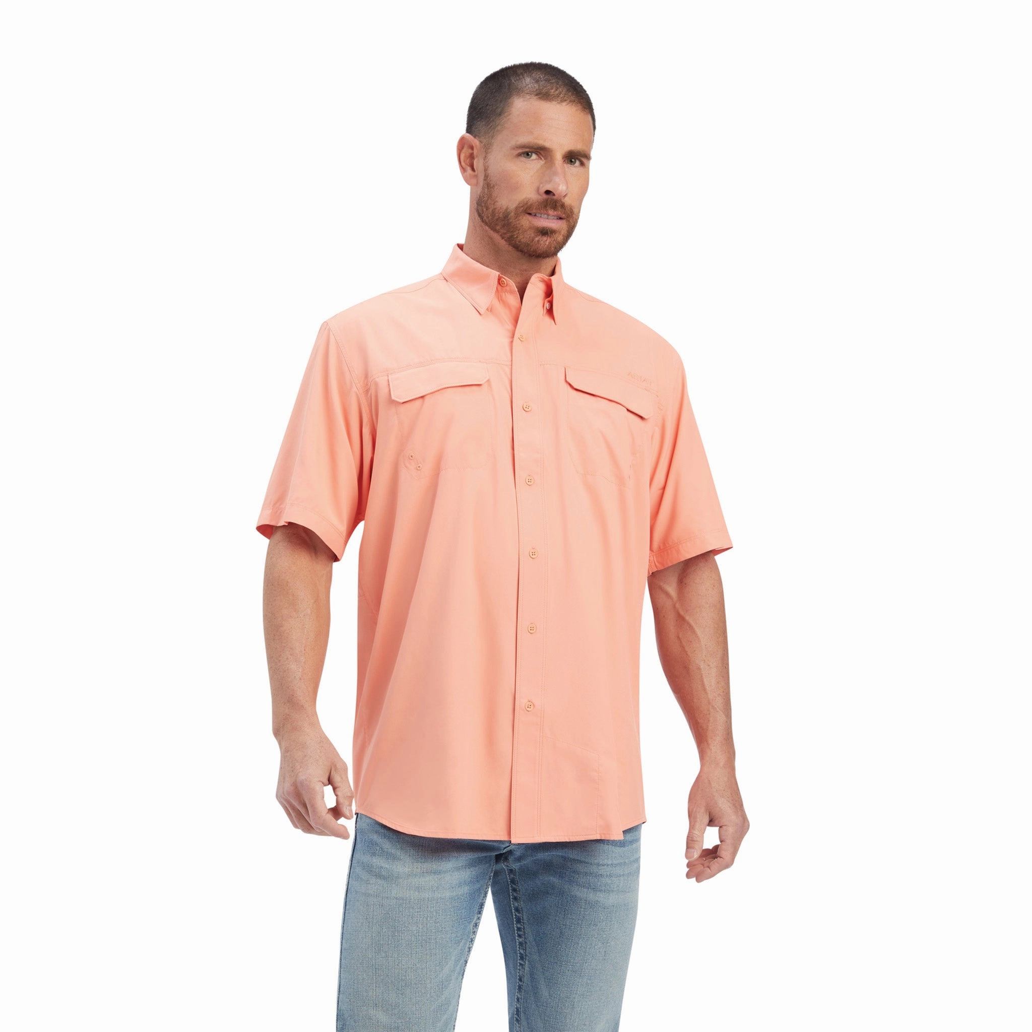 Ariat Men's Peach/Pink VentTek Short Sleeve Shirt Casual Style