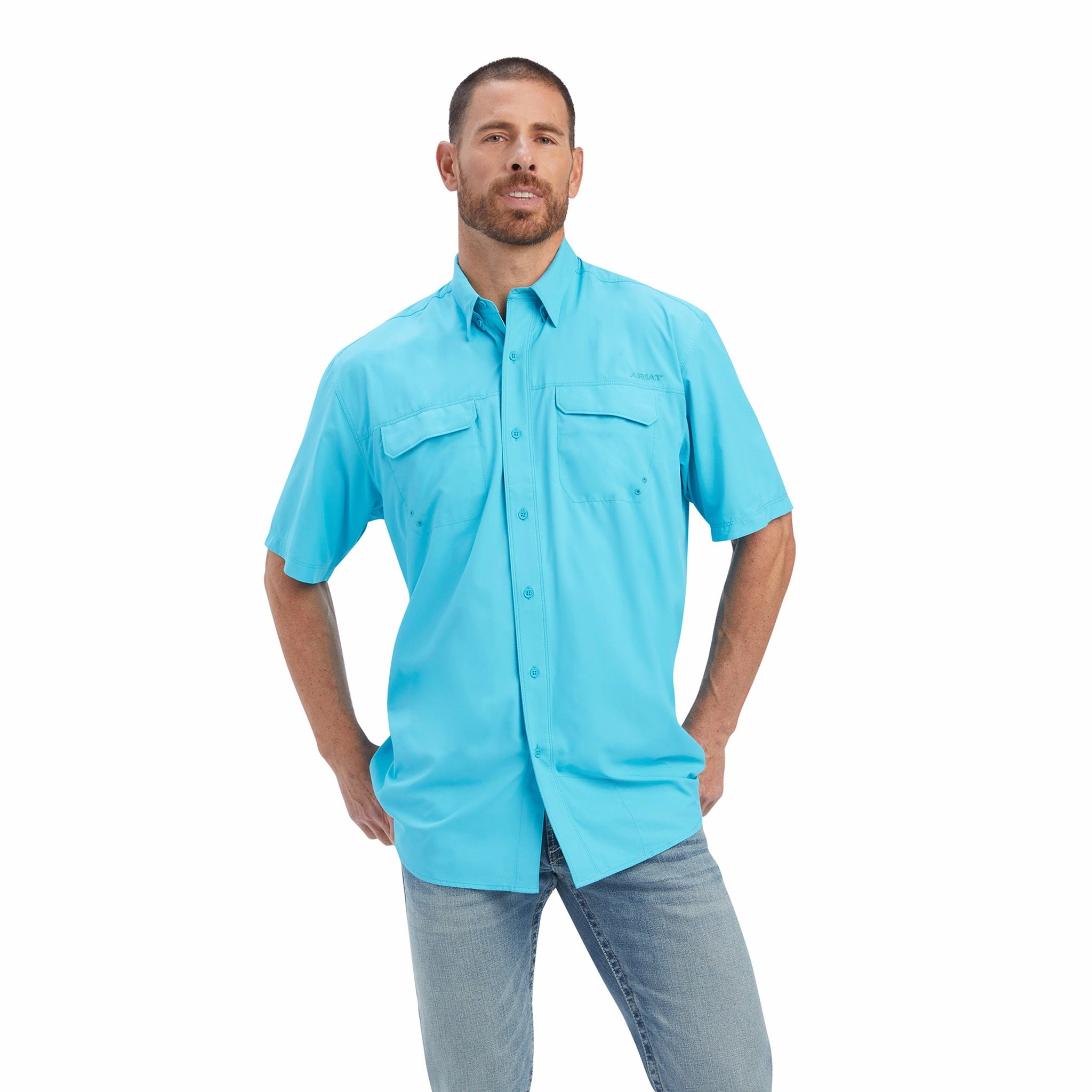 hypoallergenic material Ariat Men's Scuba Blue VentTek Short Sleeve