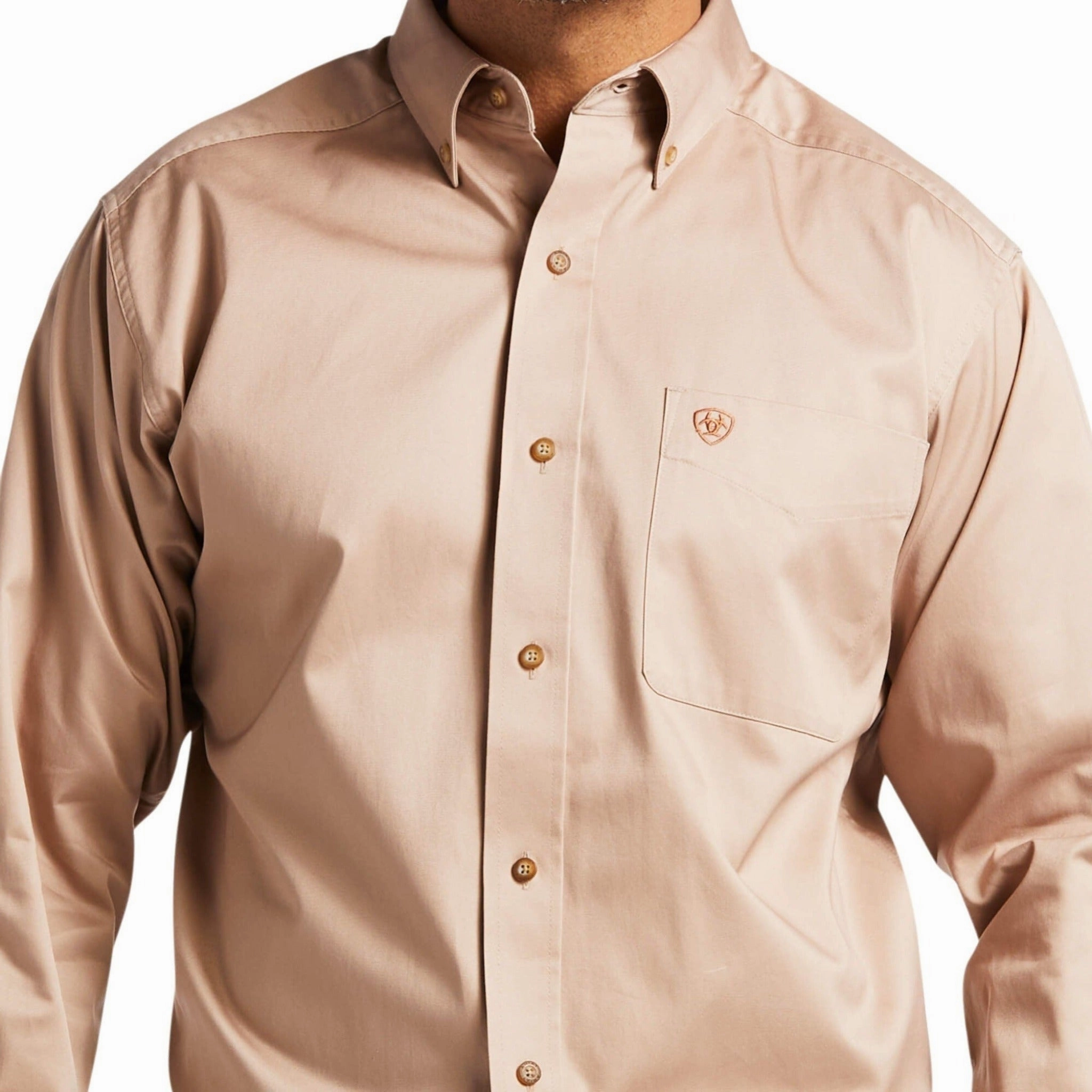 Ariat Men's Solid Khaki Twill Shirt Easy Care Material