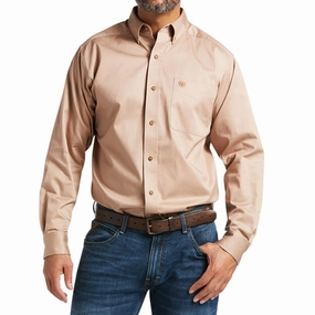 Ariat Men's Solid Khaki Twill Shirt Oversized style