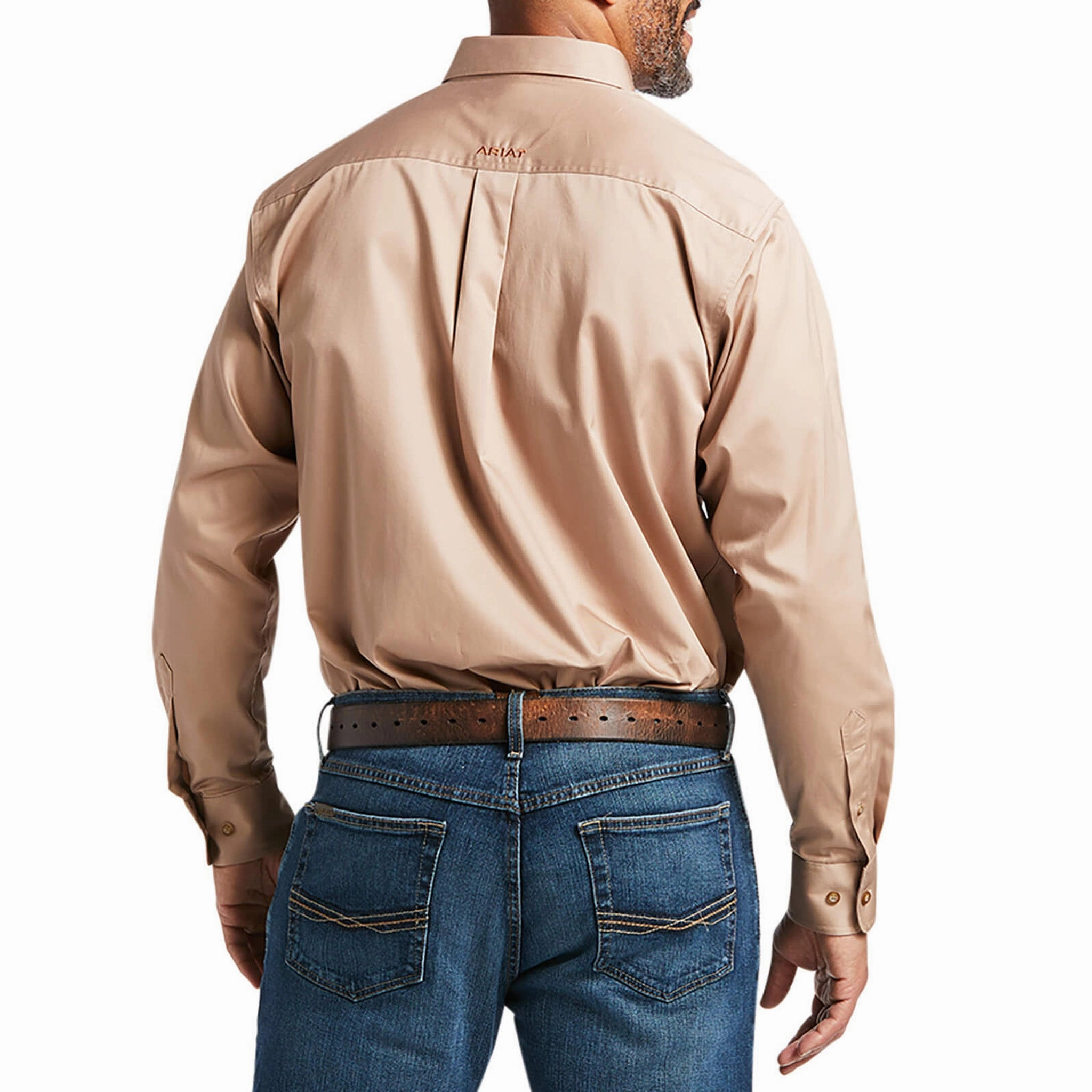 Non Iron Ariat Men's Solid Khaki Twill Shirt
