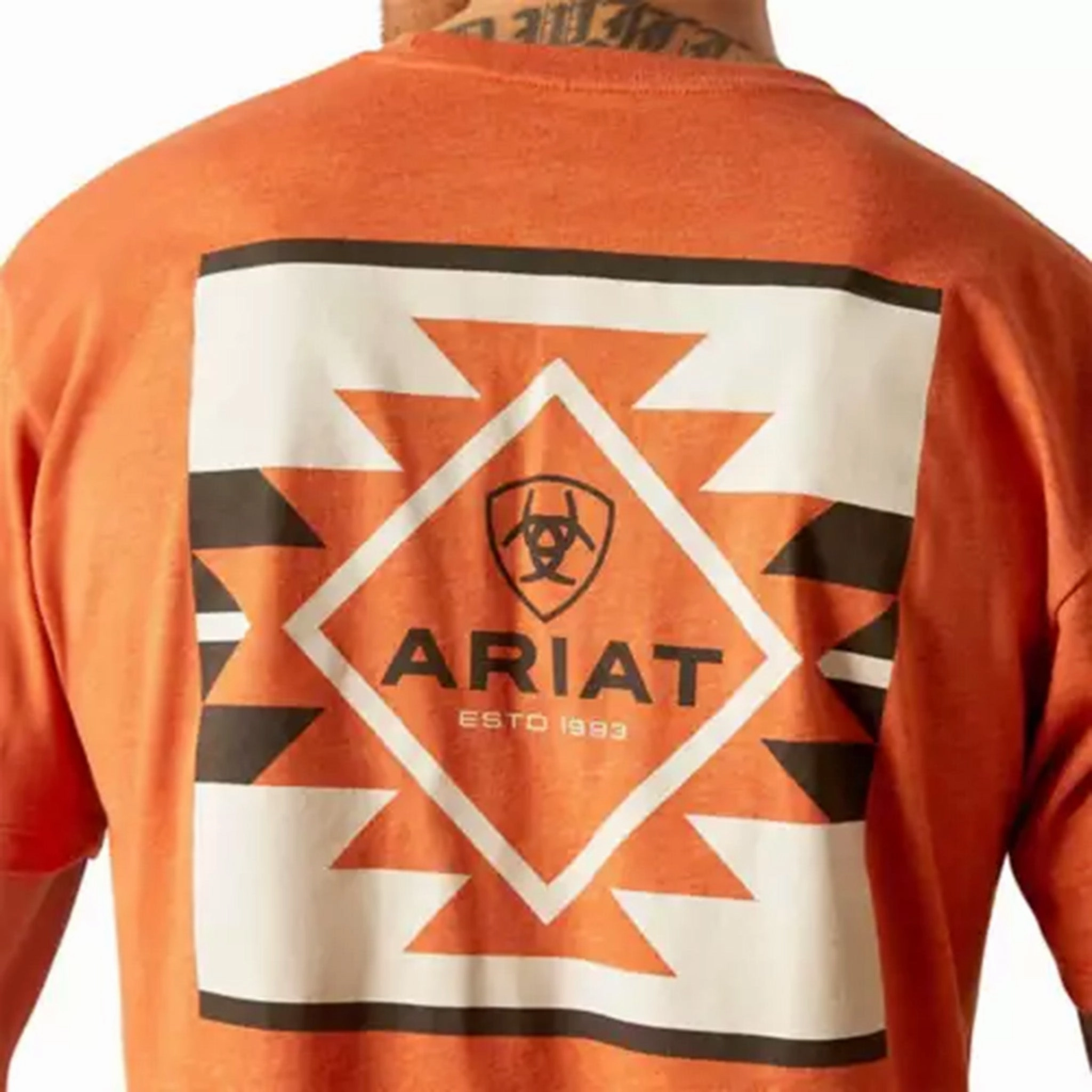 Ariat Men's Tangerine Logo T-Shirt Fashionable Look Reinforced Hems