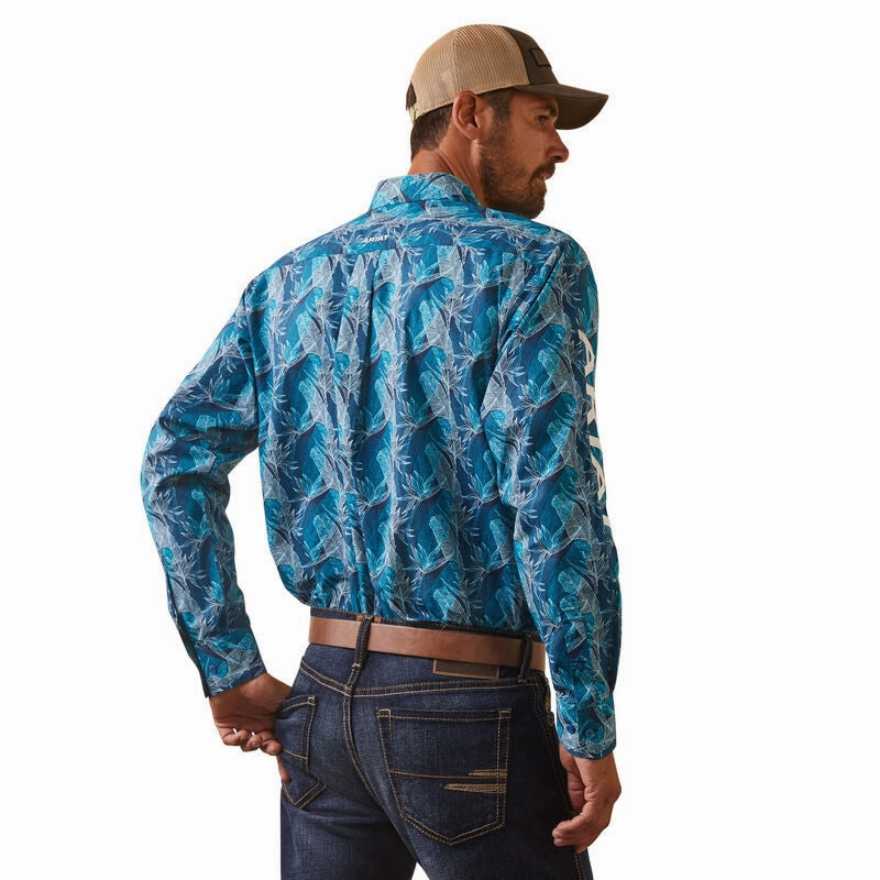 Smooth Stitch Pattern Ariat Men's Teal Team Hugh Shirt