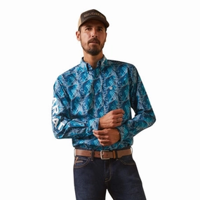 high-low hem Chill Wear Ariat Men's Teal Team Hugh Shirt