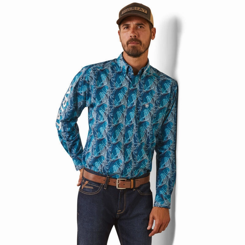 Ariat Men's Teal Team Hugh Shirt Temperature Regulating Chill Wear