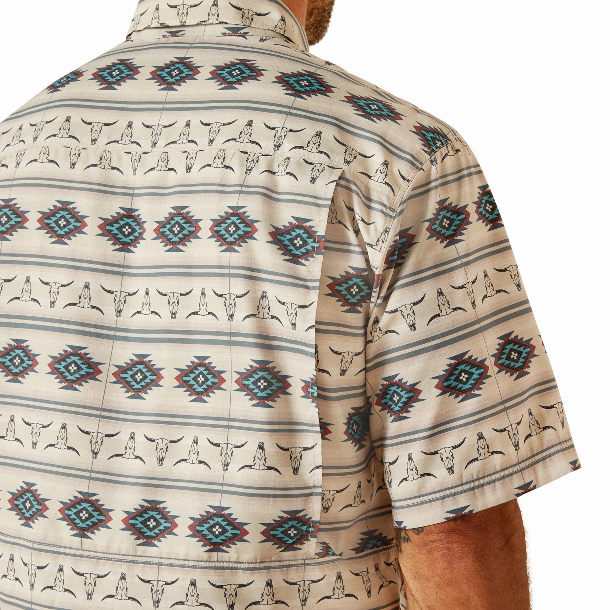 Ariat Men's VentTek Aztec Skull Short Sleeve Soft Stretch Collar