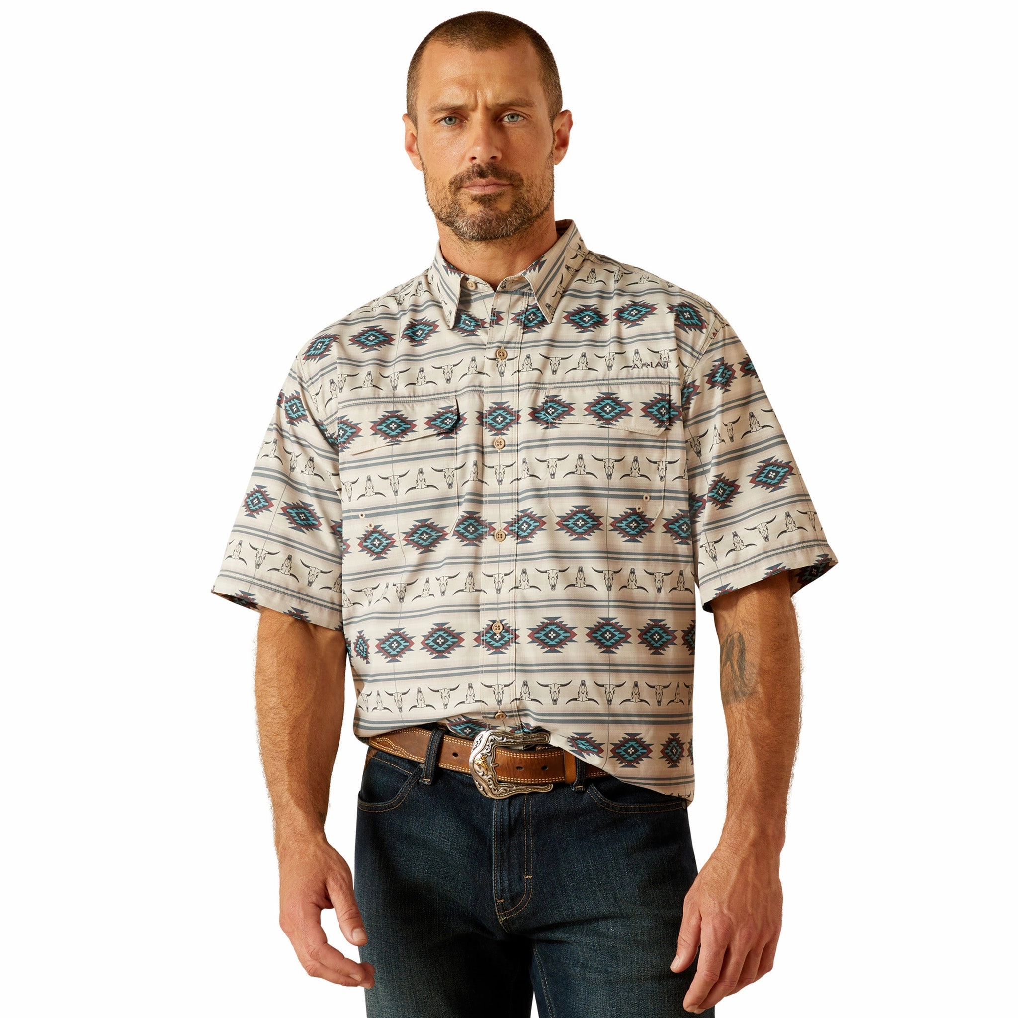Chilly Day Wear Ariat Men's VentTek Aztec Skull Short Sleeve