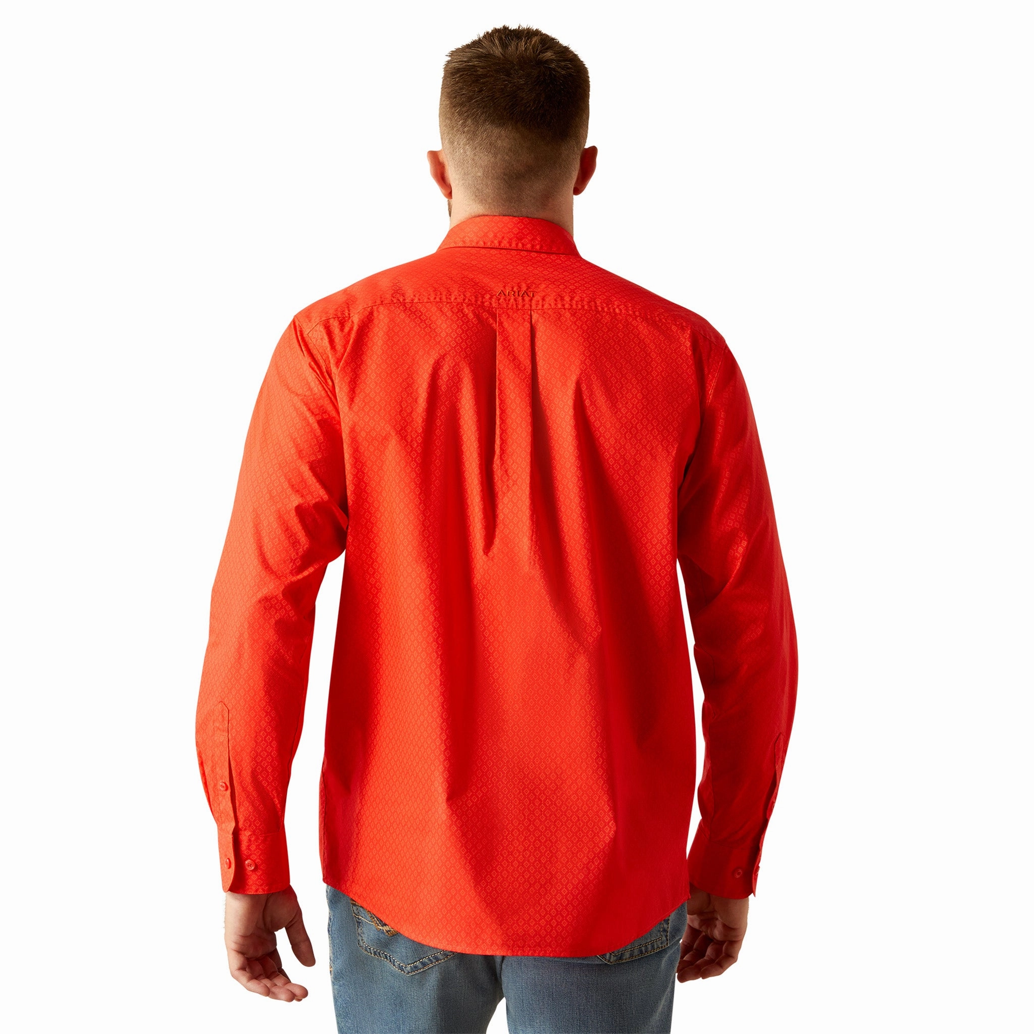 Double Stitched Seams Ariat Men's Waylen Solid Red Long Sleeve Shirt
