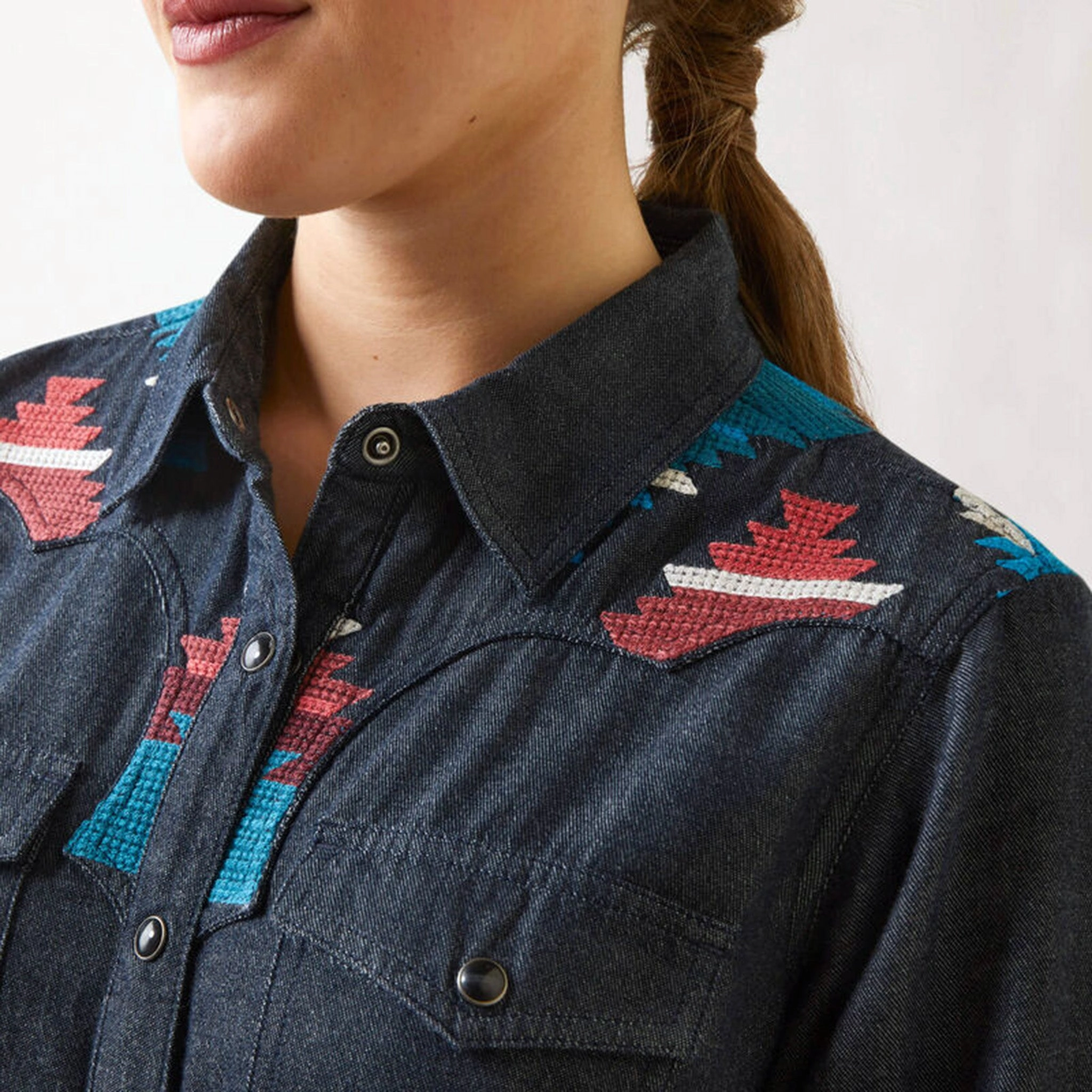 FlexibleWaistband EasyCare Material Ariat Woman's Dutton Blue Shirt