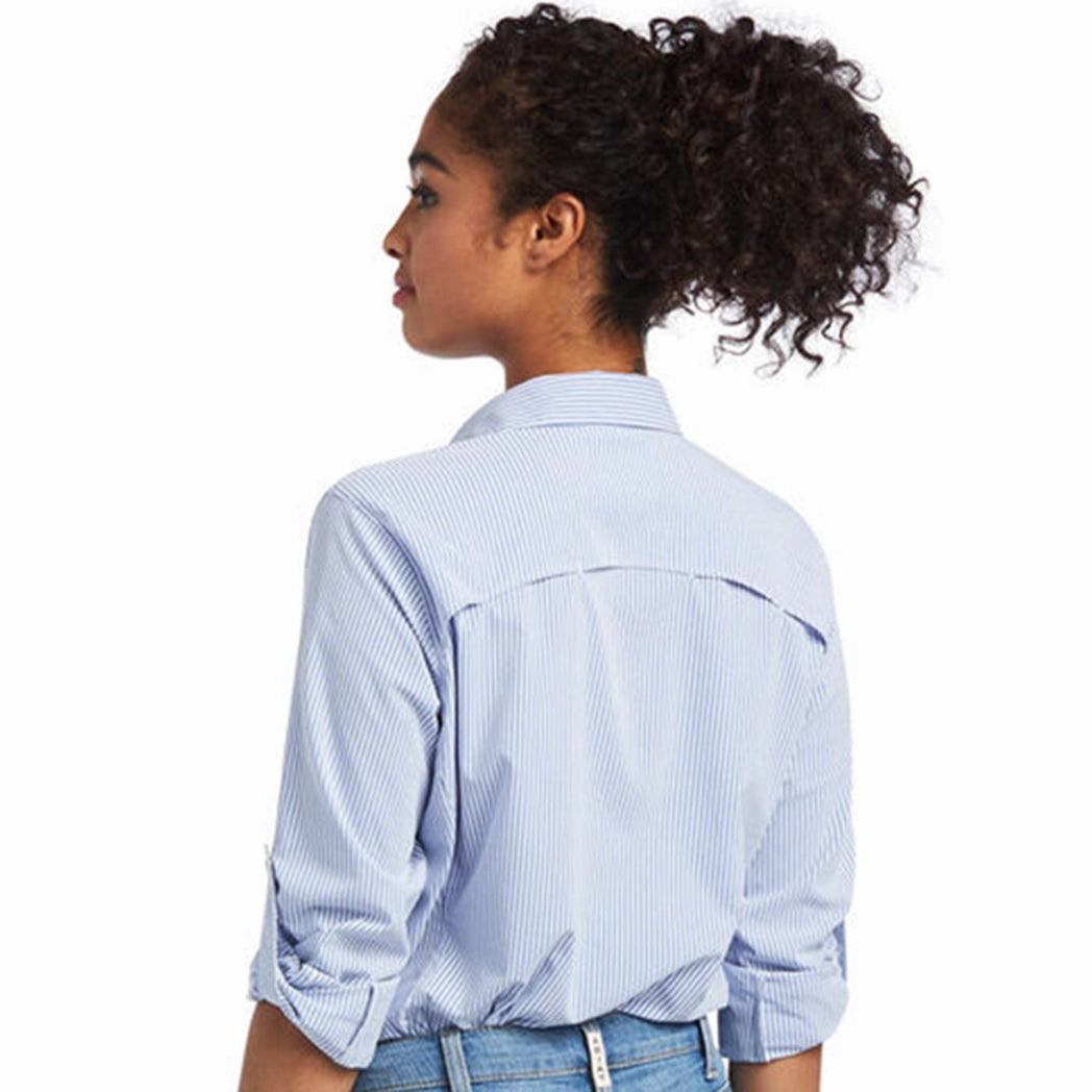 Odor Resistant Coating Ariat Women's Blue and White Striped VentTEK Long Sleeve