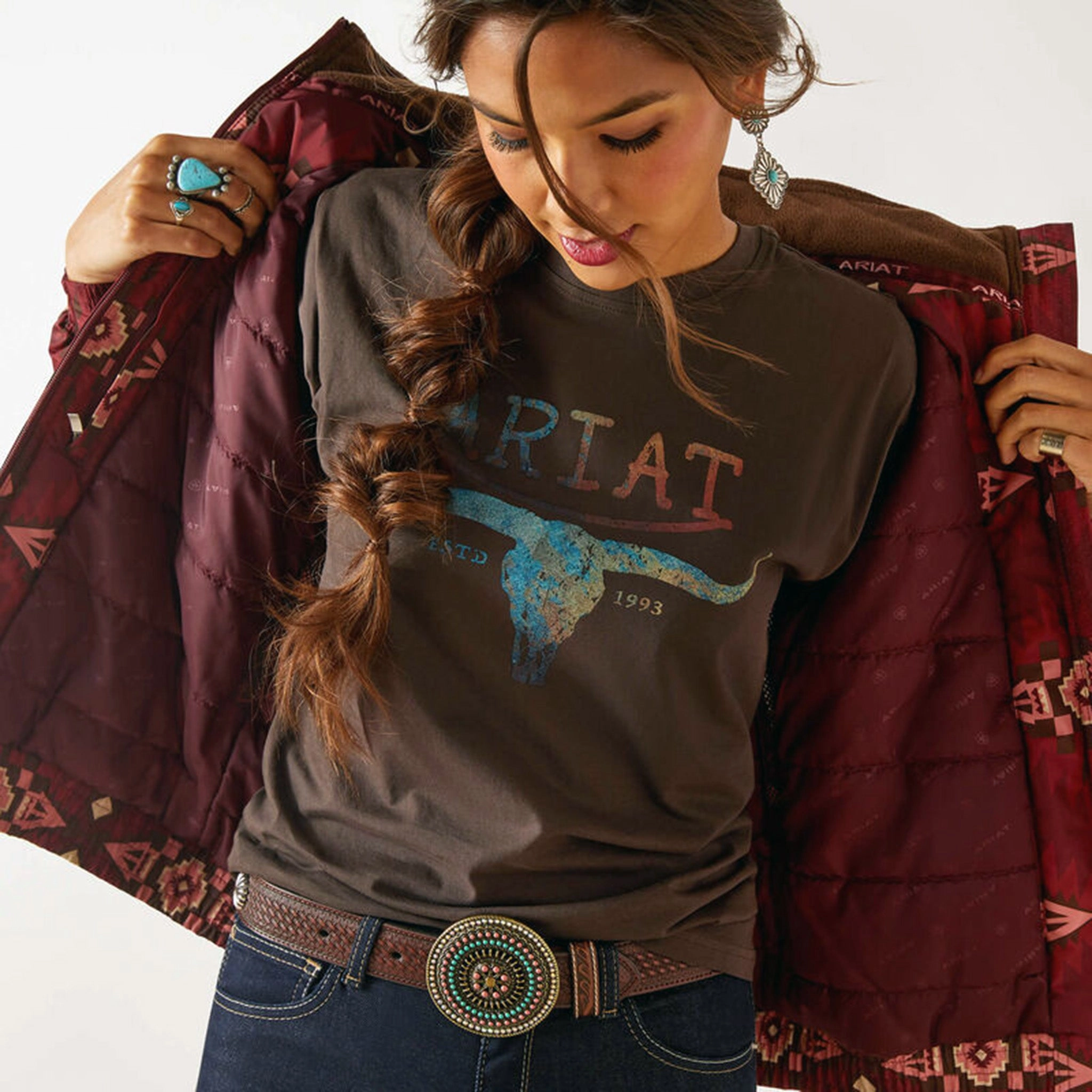 Ariat Women's Burgandy Chimayo Stable Jacket Temperature Regulating Fill Practical Layer