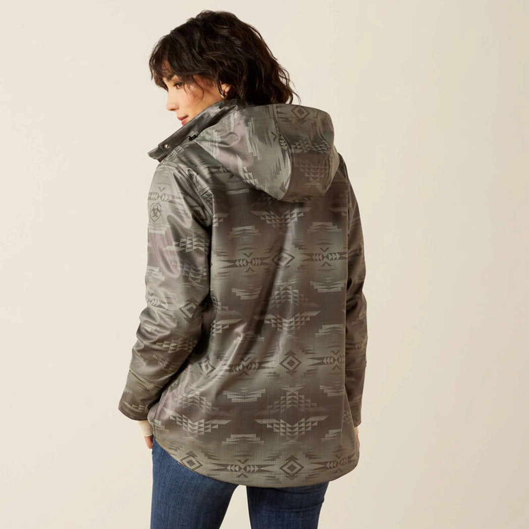 Tagless Neckline Design Fashion Forward Layer Ariat Women's Grey Dune Drizzle Rain Slicker