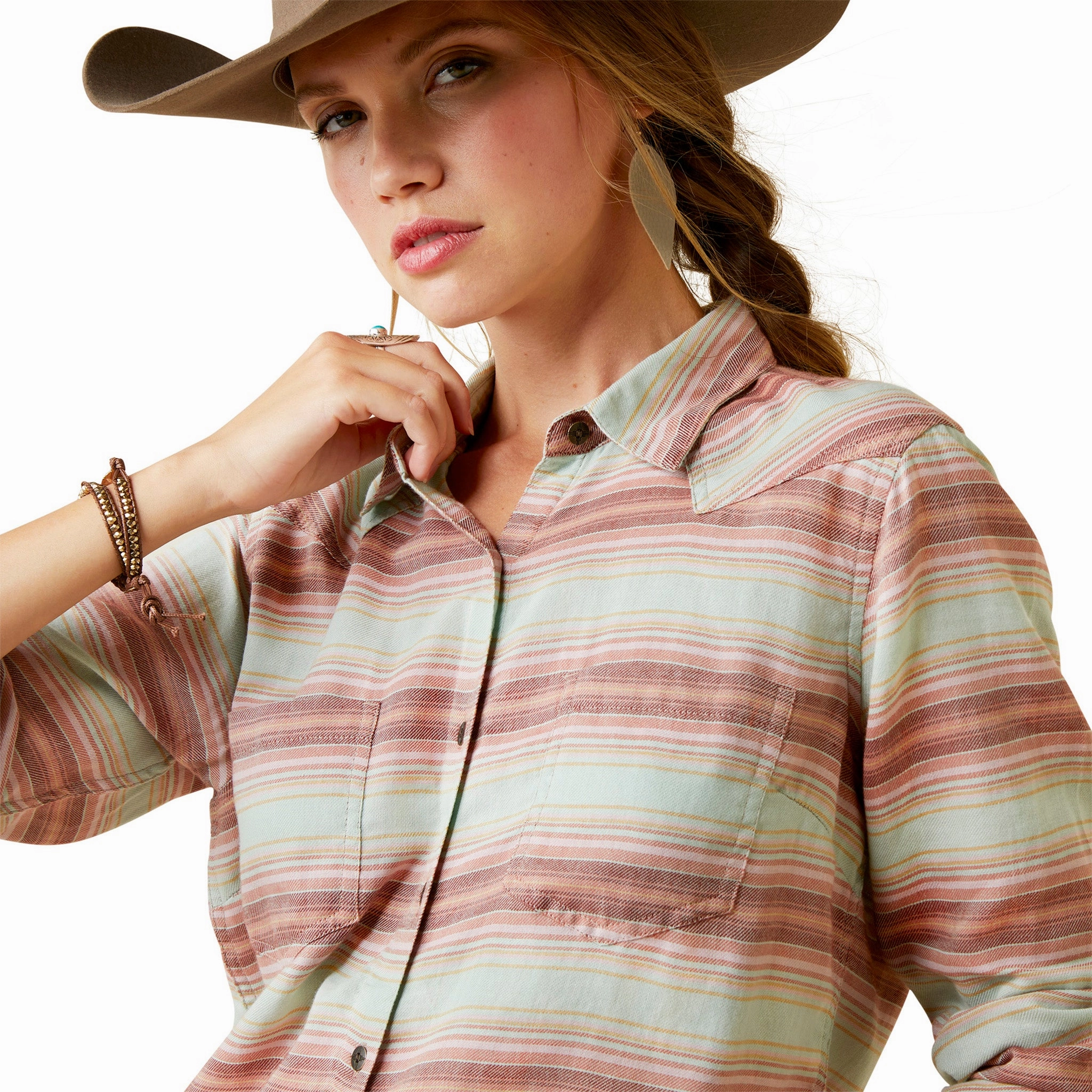 Ariat Women's R.E.A.L. Billie Jean Sagebrush Serape Shirt Fashion Statement Hidden Storage Pocket