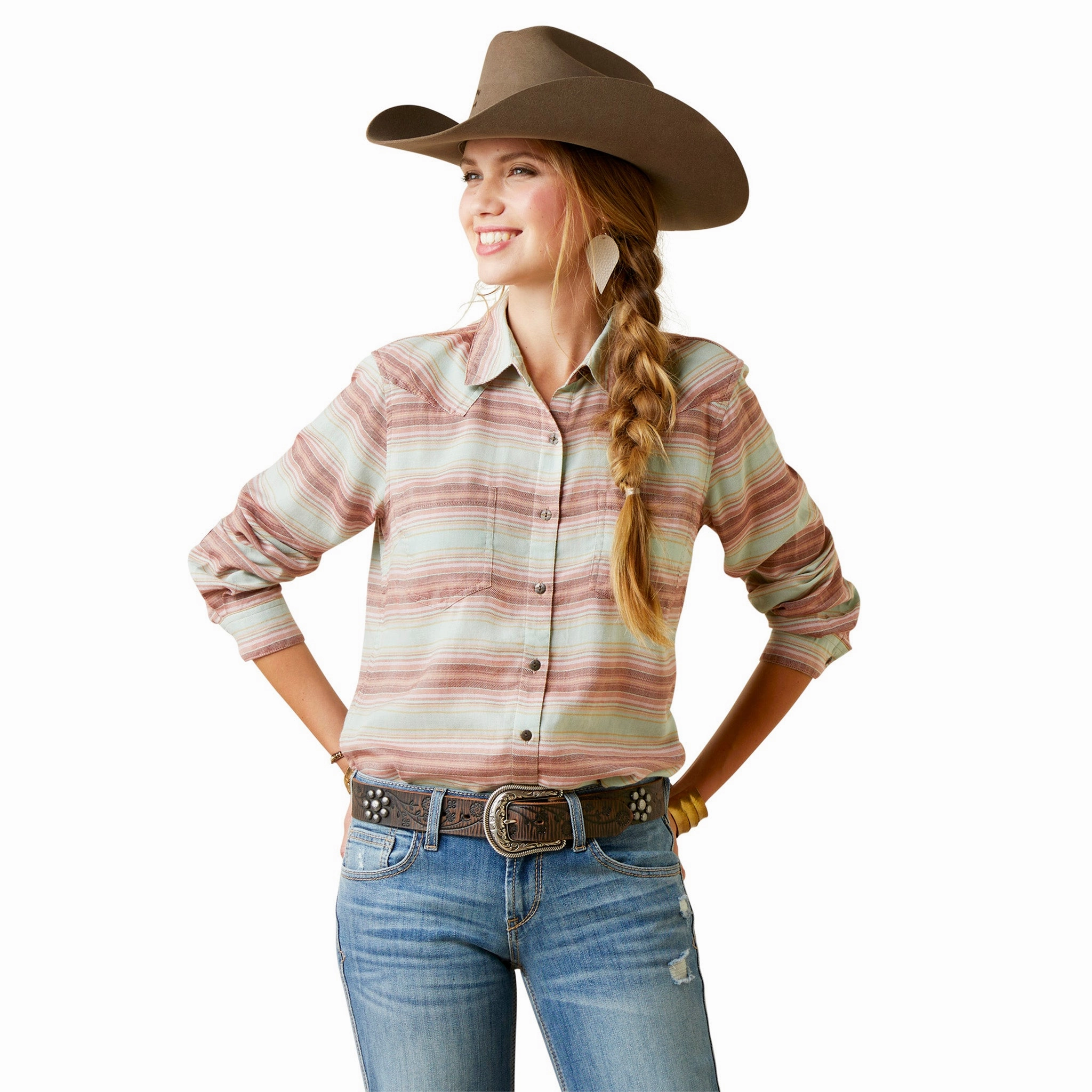 Compact Weave Fabric Ariat Women's R.E.A.L. Billie Jean Sagebrush Serape Shirt