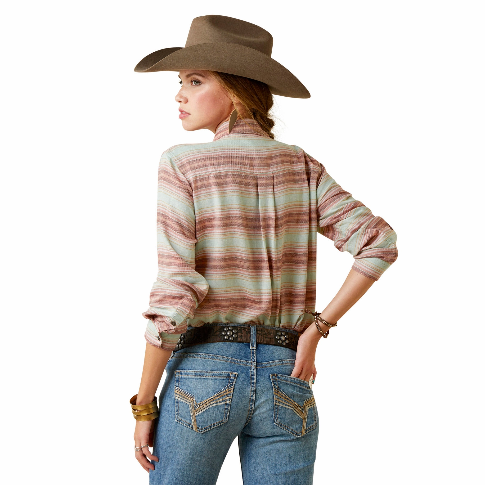 wrinkle free finish Casual dress Ariat Women's R.E.A.L. Billie Jean Sagebrush Serape Shirt