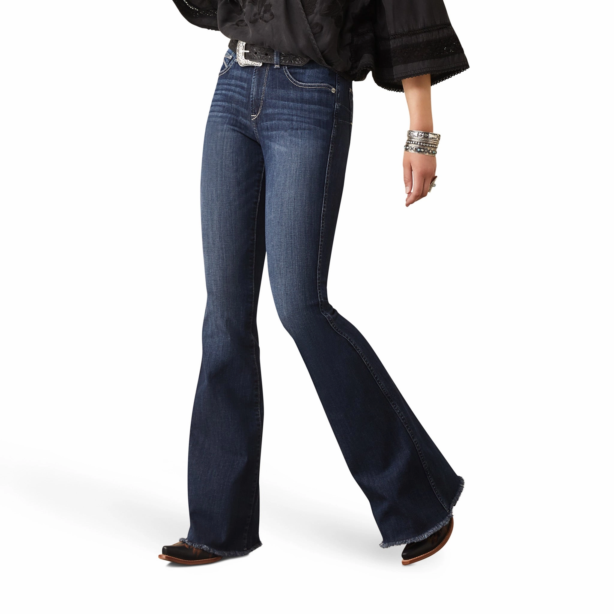 Ariat Women's R.E.A.L. Raegan Midnight Flare Jeans Relaxed Waist