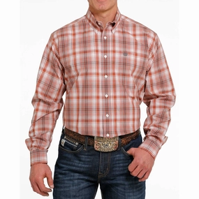 Cinch Men's Orange Plaid Shirt Chic Look